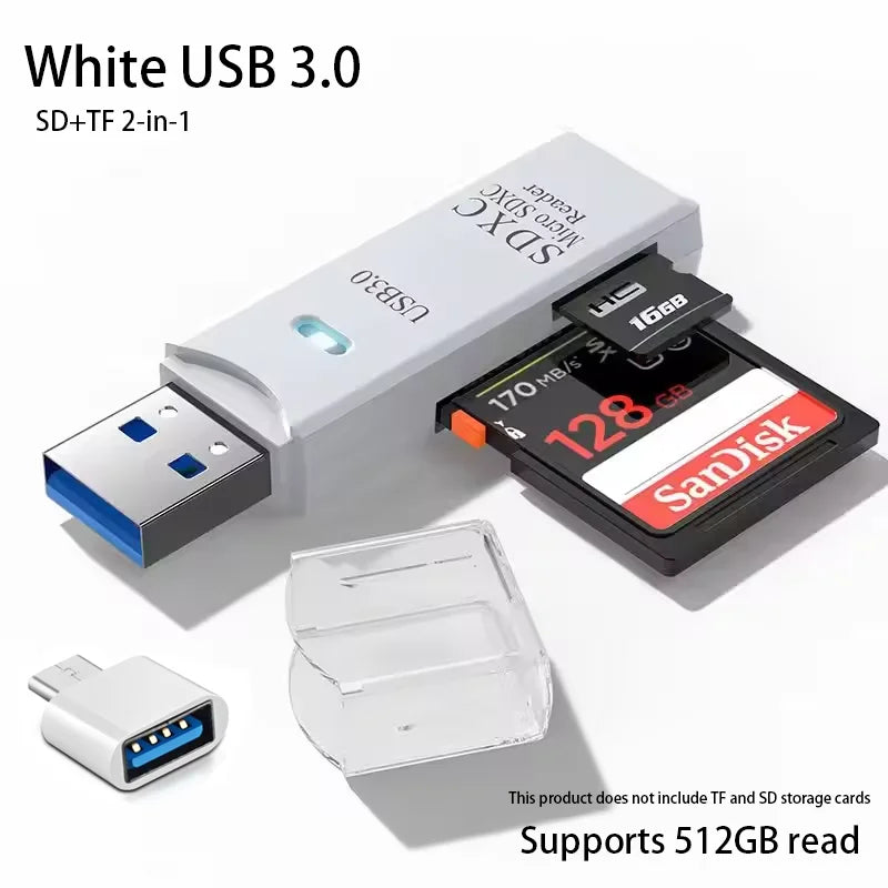 2-in-1 Multi-Functional USB 3.0 TF/SD Memory Card Reader Adapter