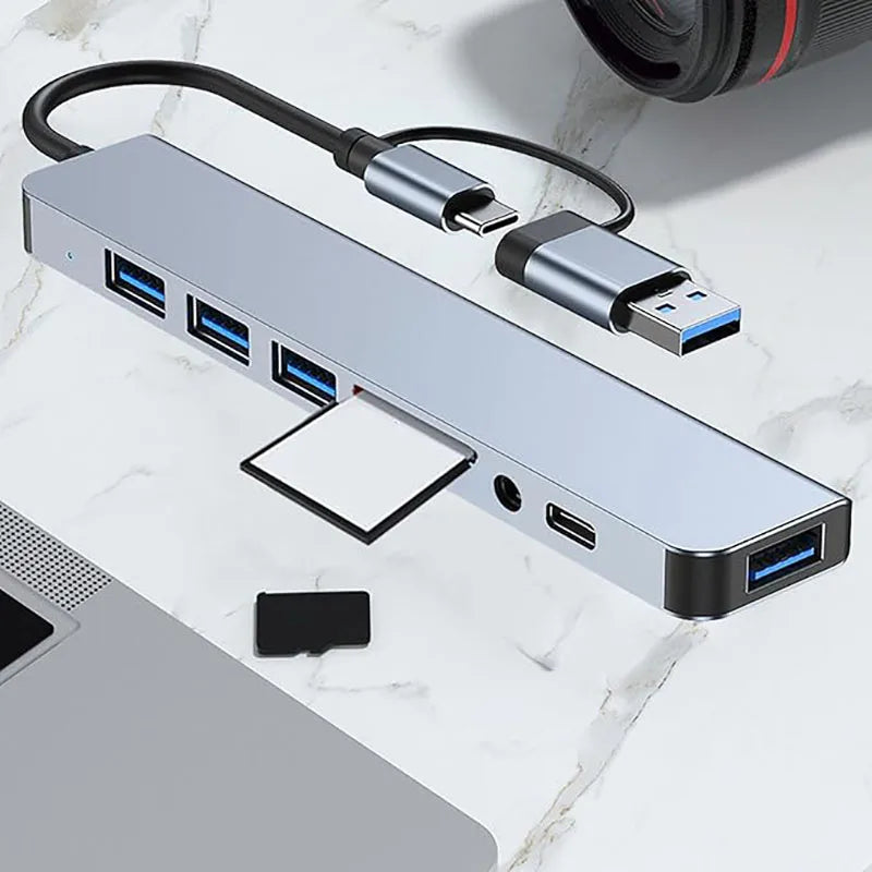 8-in-1 USB-C Hub Adapter with Multi-Port Expansion