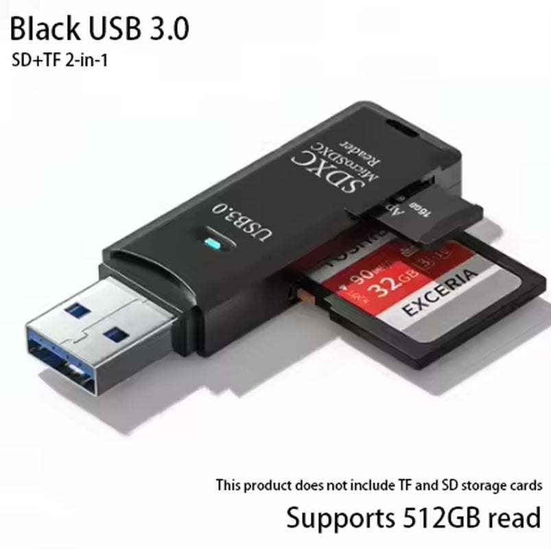 2-in-1 Multi-Functional USB 3.0 TF/SD Memory Card Reader Adapter