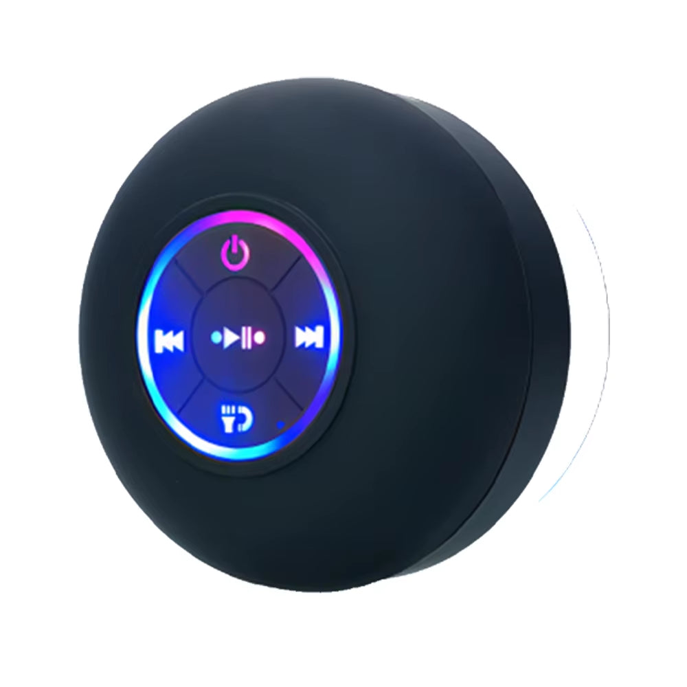 Portable Waterproof Bluetooth Shower Speaker with Suction Cup & LED Light